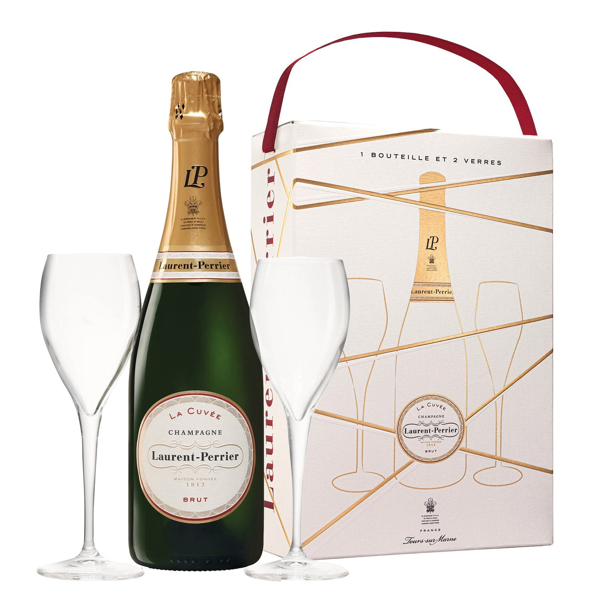 Laurent Perrier La Cuvee N/V & 2 Glasses 750ml